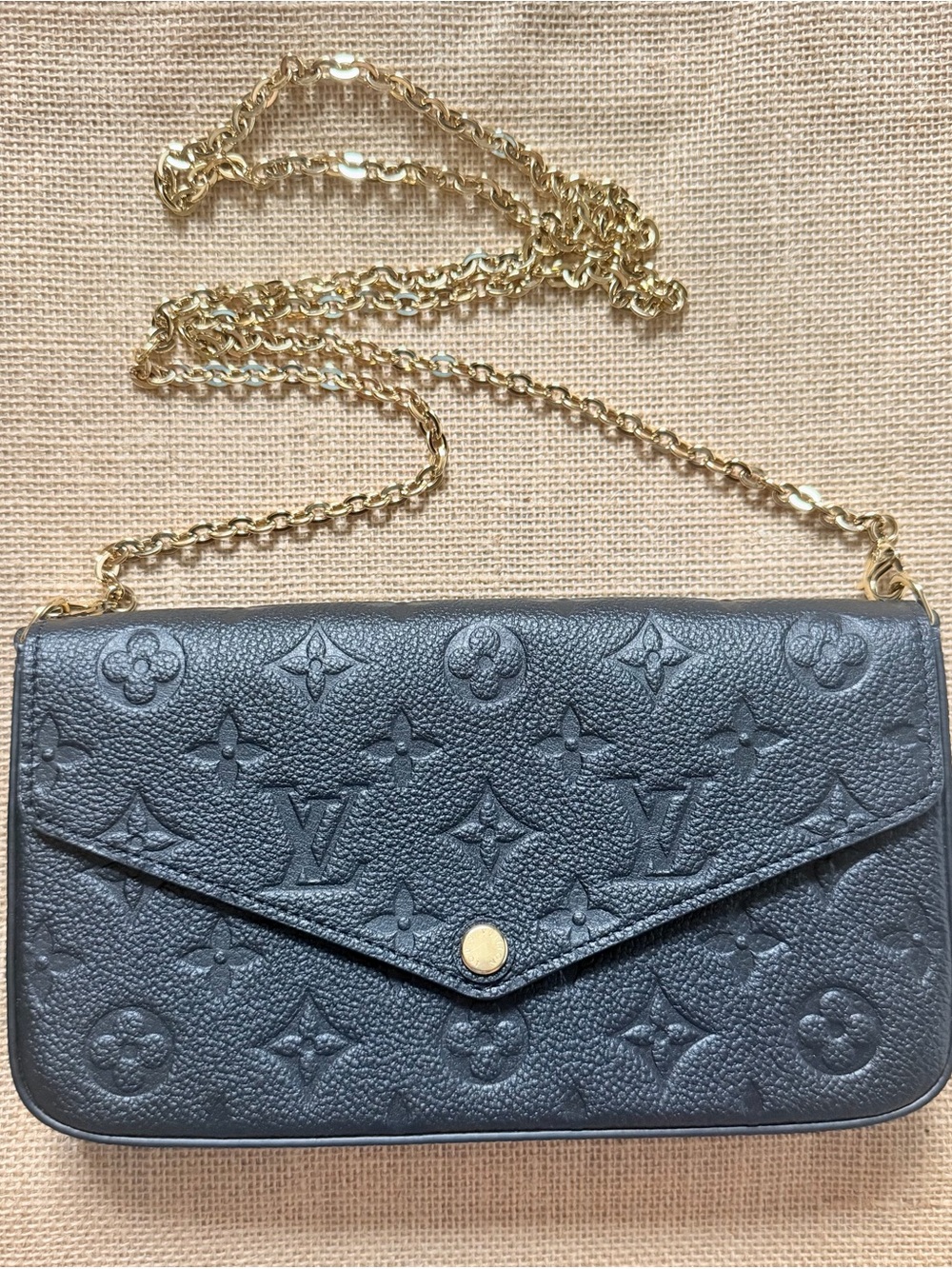 Louis Vuitton Black Monogram Envelope Chain Wallet